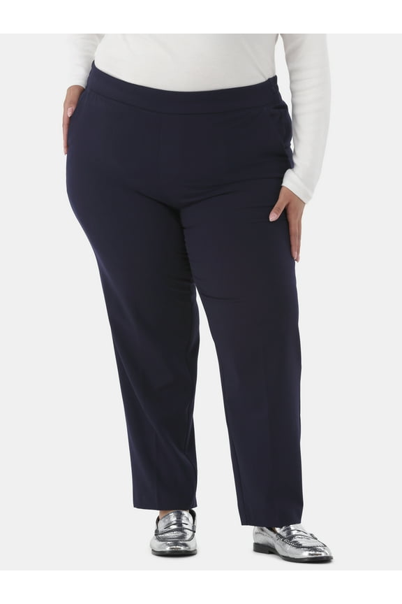 Just My Size by Hanes Women's Plus Tummy Control Dress Pants, Sizes 0X-4X, Regular & Petite