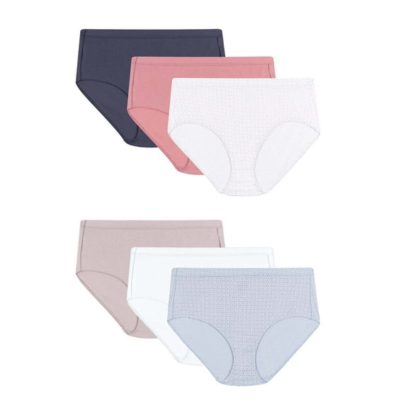 Just My Size Women's Pure Comfort Cotton Brief Underwear, 6-Pack