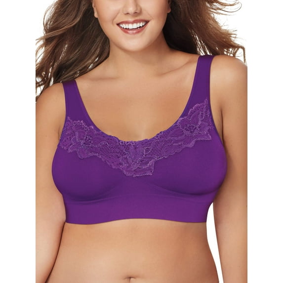 Just My Size Women's Pure Comfort Wirefree Seamless Lace Bra, Style 1271