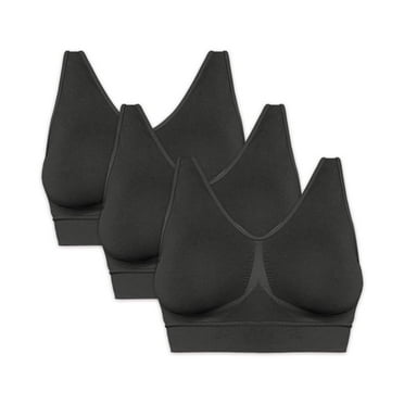 Just My Size Women's Seamless Wirefree Bra, Black(3-Pack)
