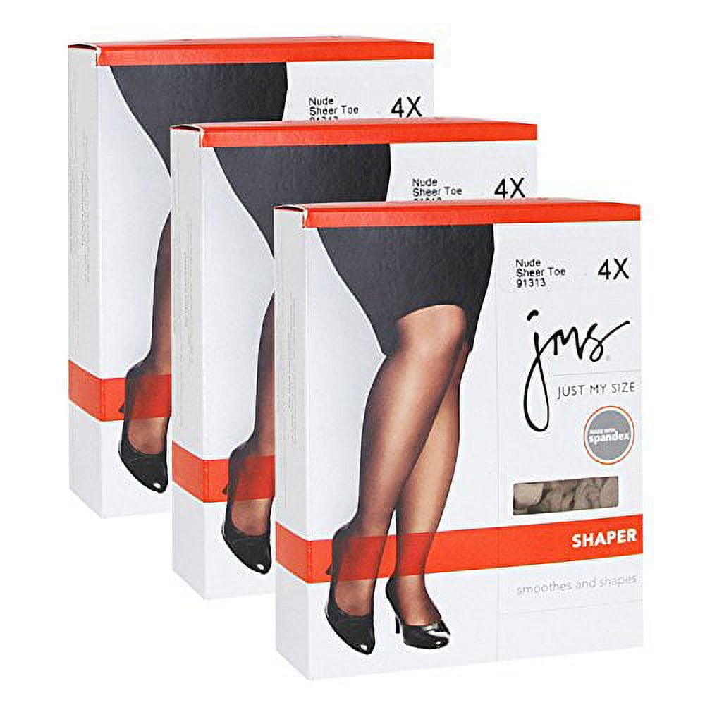 Just My Size Shaper Pantyhose Jet Black 3X Pack of 3 Walmart