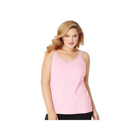 Just My Size Women's Stretch Jersey Lace Trim Tank, Style OJ314