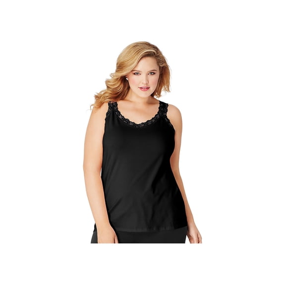 Just My Size Women's Stretch Jersey Lace Trim Tank, Style OJ314