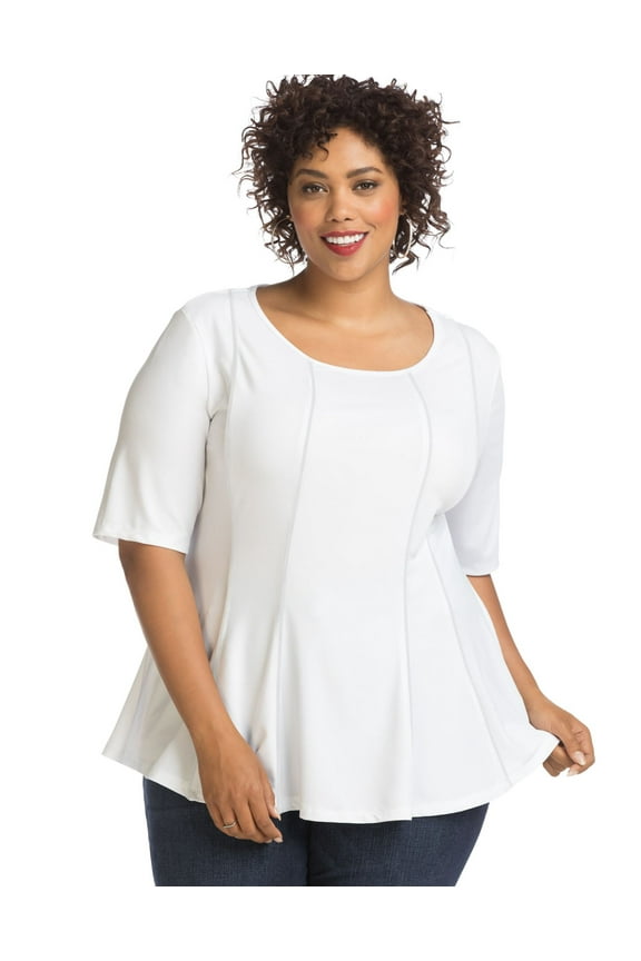 Womens Peplum Top, 4X, White