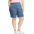 thumbnail image 1 of Just My Size Womens Stretch Denim 2-Pocket Pull-on Shorts, 2X, Light Stonewash, 1 of 3