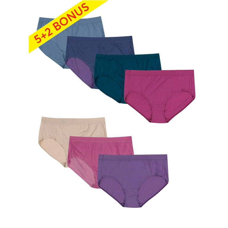 Just My Size Womens' cool comfort pure bliss cotton briefs, 5 + 2 bonus pack