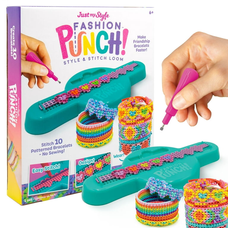 Just My Style Fashion Punch Style & Stitch Loom, Friendship Bracelet Kit, Jewel