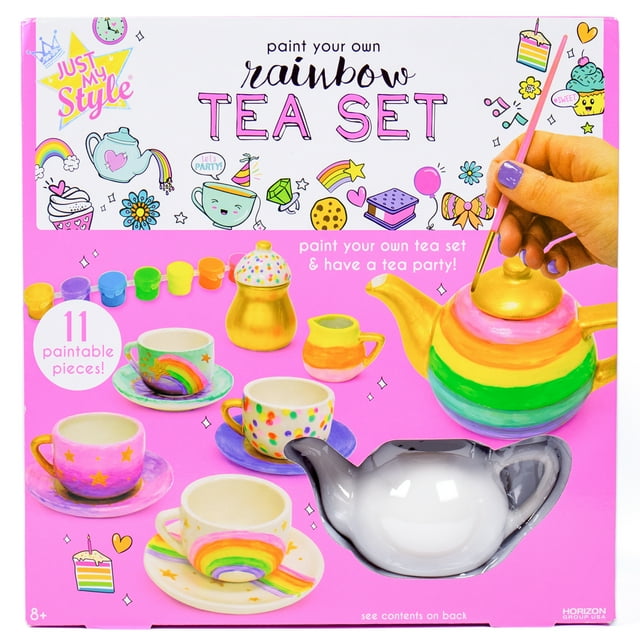 Just My Style Paint Your Own Rainbow Tea Set, Ceramic, 11 Pieces, Boys