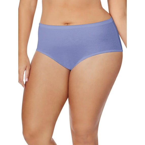 Just My Women's Plus Cotton Brief Panties, 8-Pack