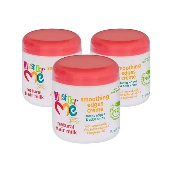 Just For Me Natural Hair Milk Smoothing Edges Creme, Tames Edges & Adds Shine, With Coconut Milk, Shea Butter, Vitamin E & Sunflower Oil, 6 Ounce (3 Pack)