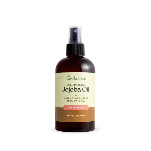 Just Nutritive Cold-Pressed Jojoba Oil 100% Pure & Hexane-Free Deep Moisturizer for Face, Hair, Scalp, Beard & Body Lightweight, Non-Greasy, Clean Beauty 8 fl oz