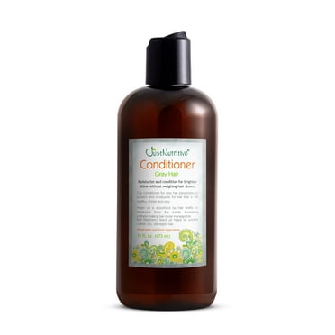 Just Nutritive Gray Hair Conditioner, Natural Treatment, Neutralizes Brass & Yellow Tones, Repairs Damaged Gray Hair, No Purple, Moisturizing, Strengthening and Color Safe, Sulfate Free, 16 Oz