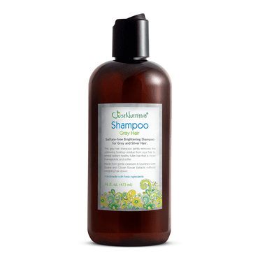 Just Nutritive Gray Hair Shampoo, Strengthening, Brightening and Nourishing Natural Treatment, Neutralizes Brass & Yellow Tones, No Purple Dye Shampoo, Color Safe, Sulfate & Parabens Free, 16 Oz