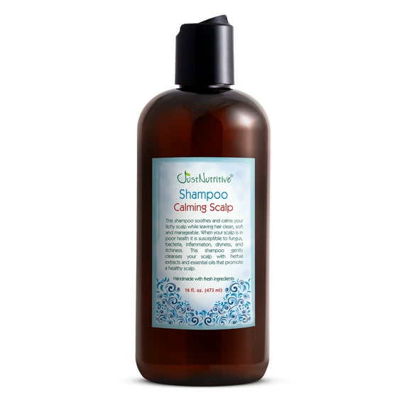 Just Nutritive Organic Anti Dandruff Sulphate Free Itchy Scalp Calming Shampoo with Calendula, Nettle & Peppermint, 16oz