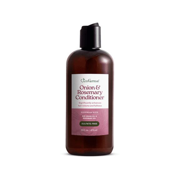 Just Nutritive Onion & Rosemary Conditioner for Hair Growth, Hair Loss, Oil Control, Thickening, Silicone-Free, Enriched with Red Onion Oil, Rosemary Oil for Fuller, Voluminous Hair - 16 Fl Oz