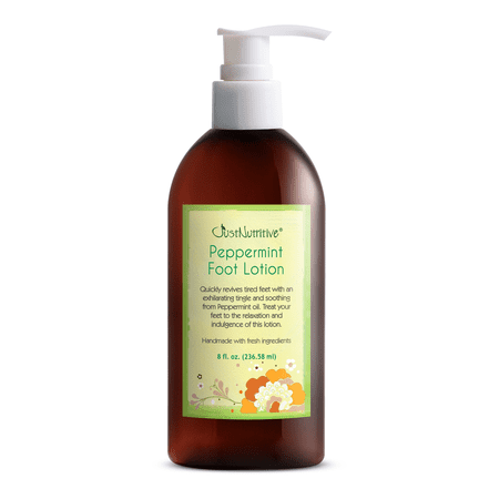 Just Nutritive Peppermint Foot Lotion for Healing & Soothing with Shea Butter, 8 oz