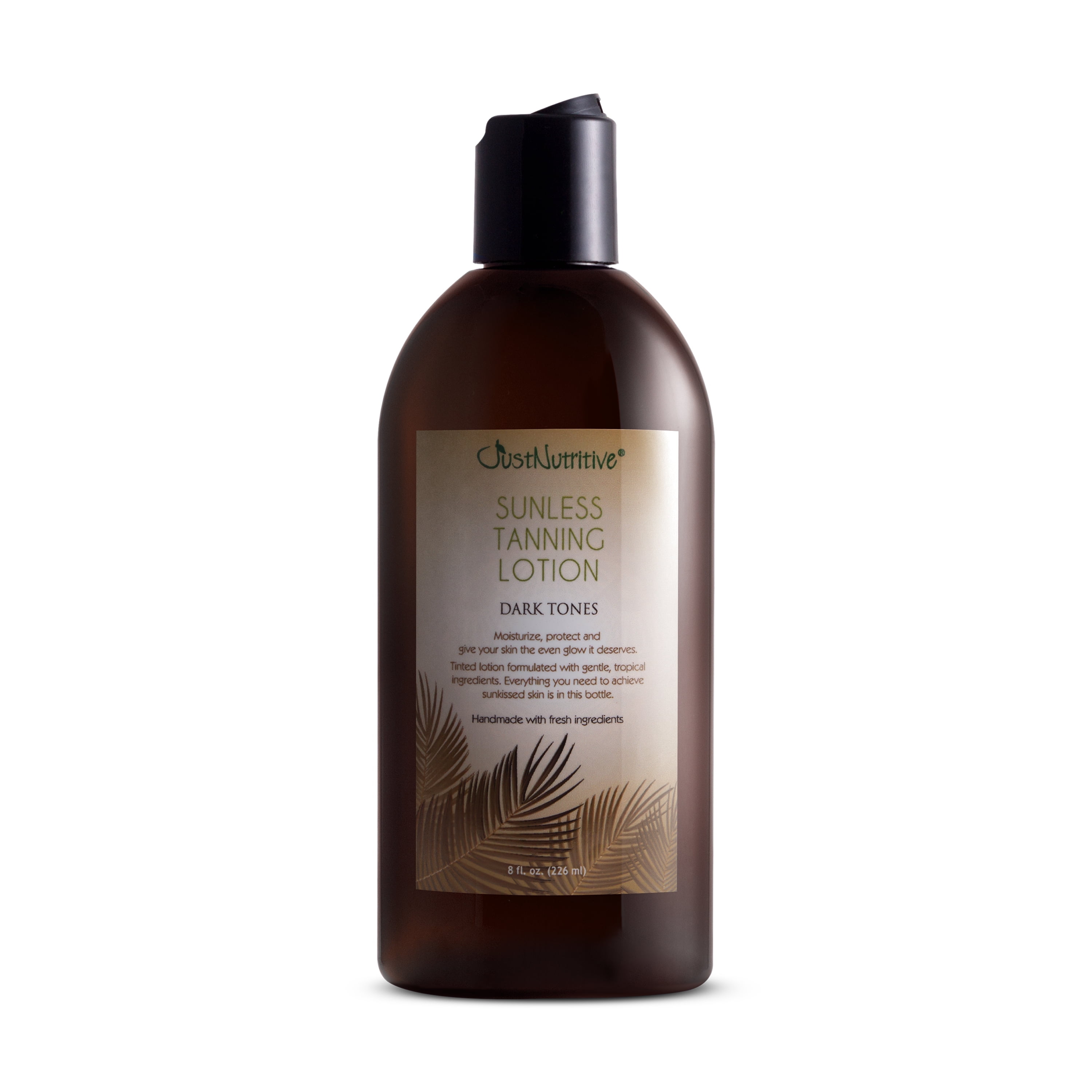 Just Nutritive Sunless Dark Tones, Indoor Self Tanner, Self Tanning Lotion with Bronzer, Sun Kiss Glow, 8 fl oz