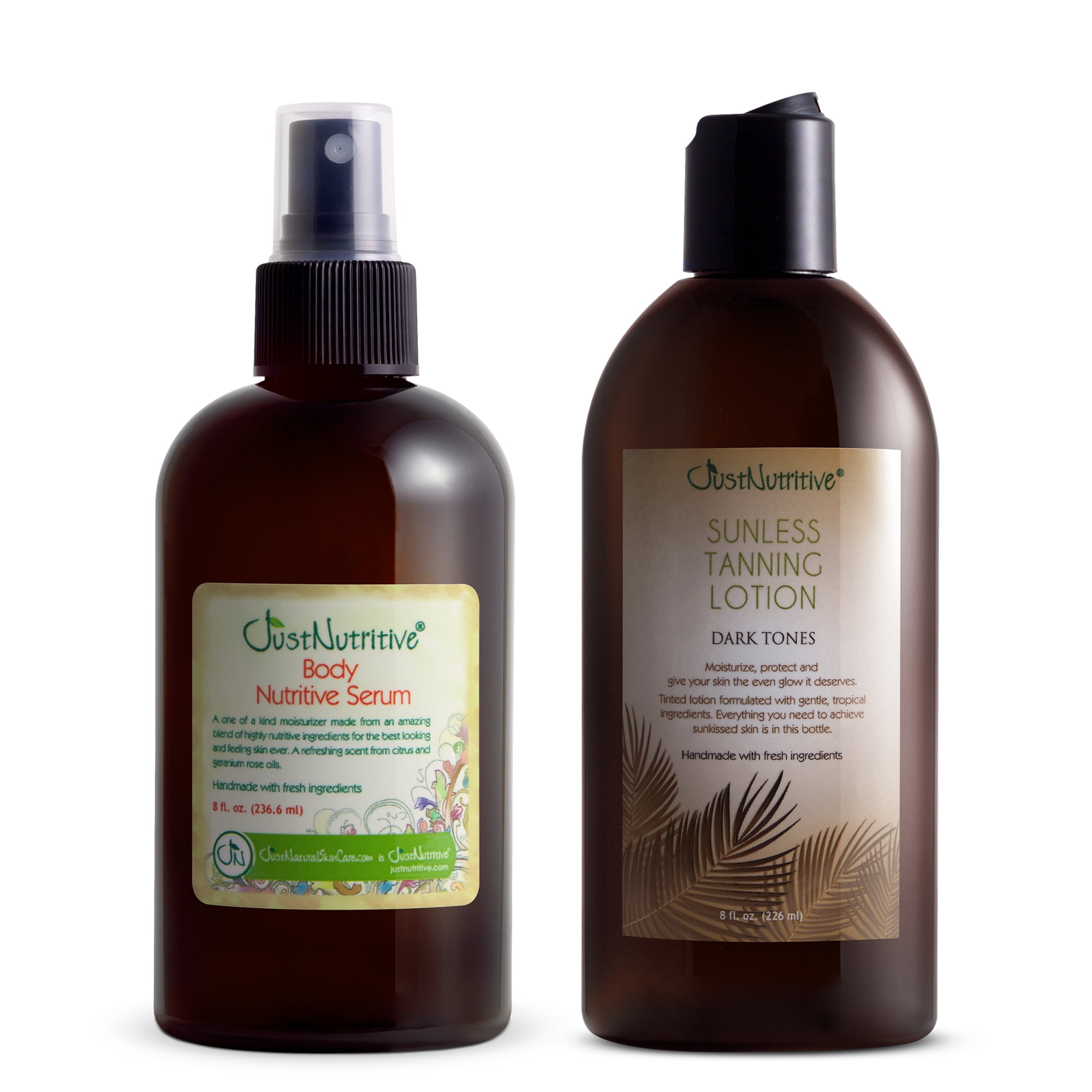 Just Nutritive Tanning Duo, All-Natural Sunless Lotion & Body Oil, Soft Deep Moisturized Skin, 8oz