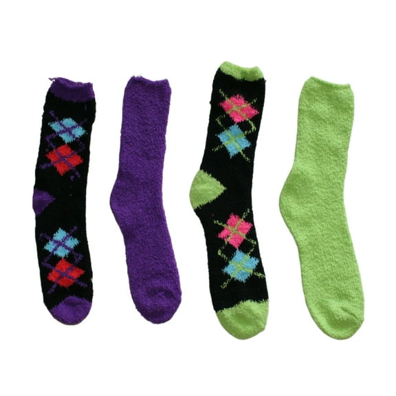 Just One 4 pk Plush Soft Lounge Sleep Socks Women's Size 9-11
