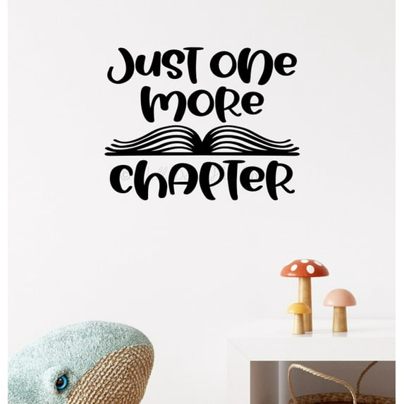 Just One More Chapter Book Worm Vinyl Wall Art Decal - Modern Library Quote Sticker - Reading Room Inspirational Wall Sticker - Removable Wall Decor - Vinyl Lettering Decor, 18x14-Inch, Black