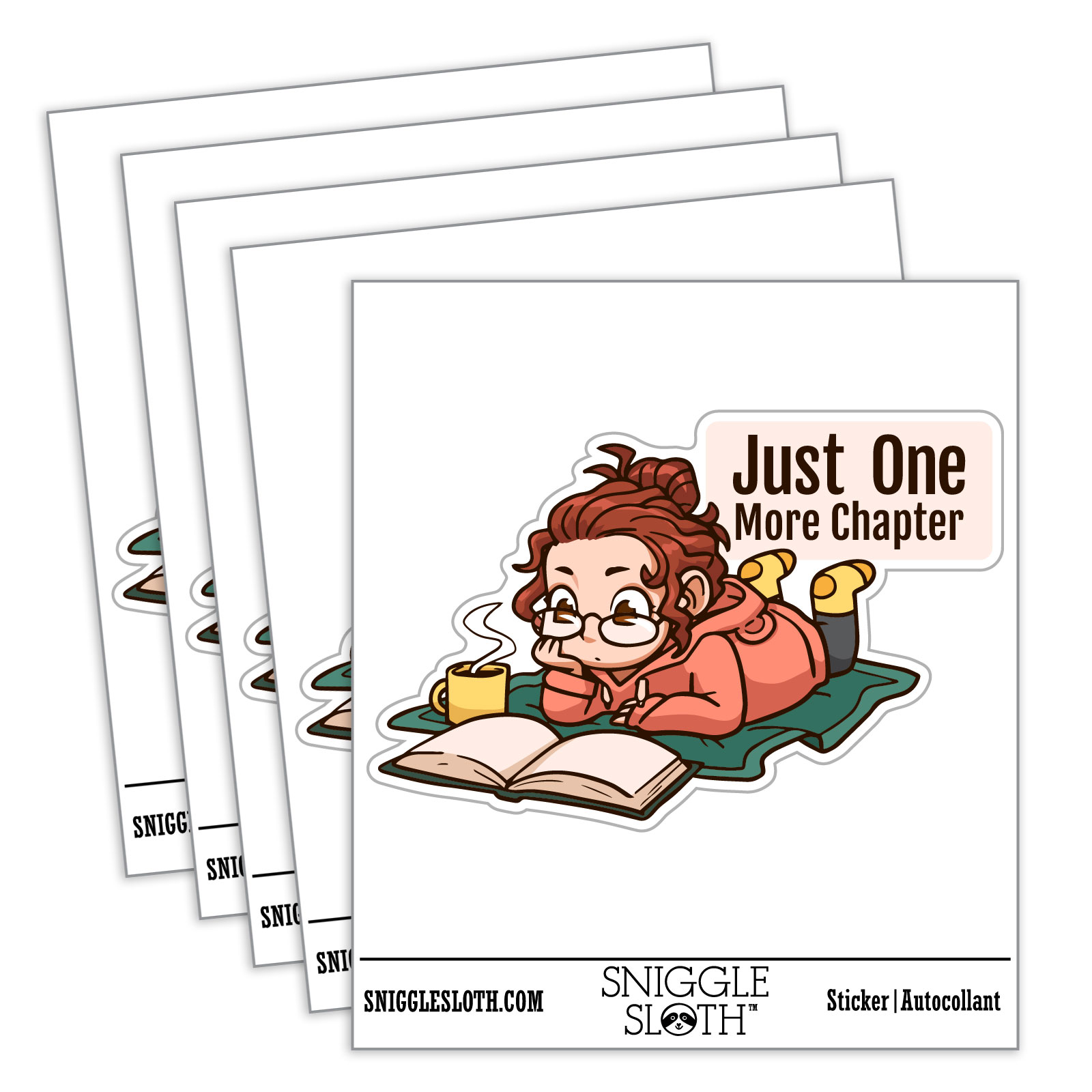 Just One More Chapter Reading Book Girl Car Window Bumper Water Bottle ...