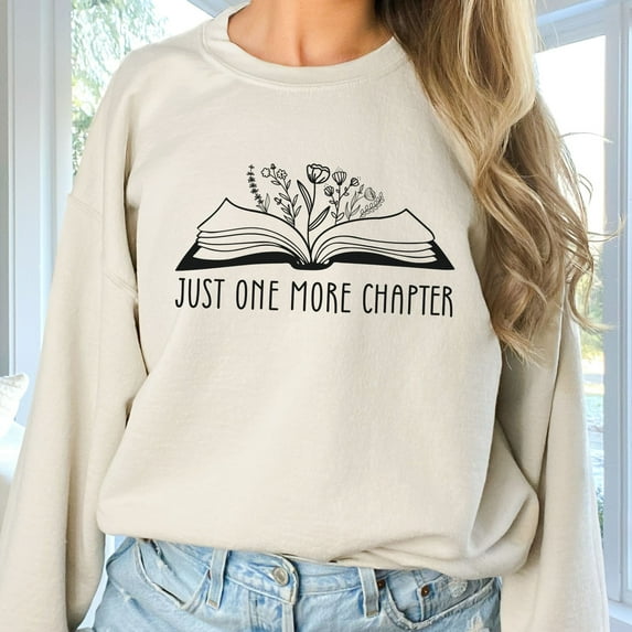 Just One More Chapter Shirt, Book Lover Sweatshirt, Bookish, Graphic Tees Trending, Librarian Shirt, Teacher Christmas Gift, Bookworm Hoodie (Color:Light Blue; Size:Unisex Shirt XL;)