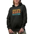 thumbnail image 1 of Just One More Chapter, Book Lover or Reading Enthusiast Themed, Groovy Retro Wavy Text Merch Gift, Black Hooded Sweatshirt or Hoodie, Large, 1 of 5