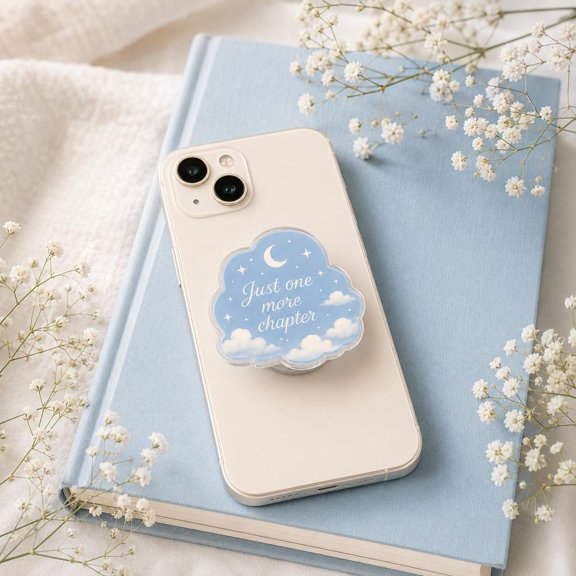 Just One More Chapter Cloud Magnetic Phone Grip, Kawaii Cloud Magnetic Phone Holder, Playful Book Lover Accessory, Gift for Readers & Teens