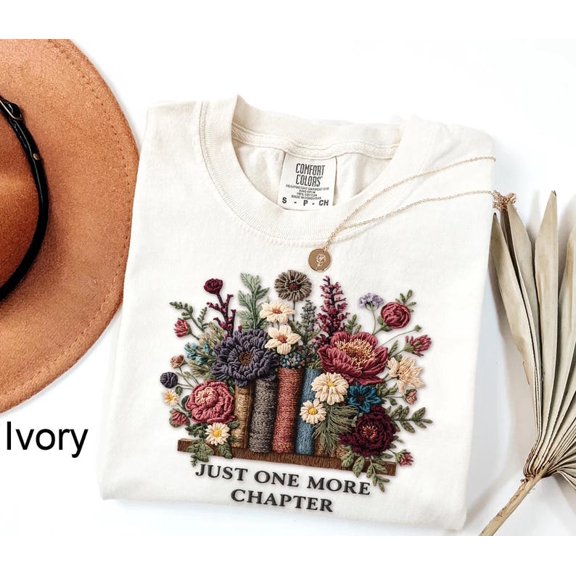Just One More Chapter Knit Chapter Bookish Floral Reading Book Nerd Librarian Book Read T-Shirt All Size S-3XL