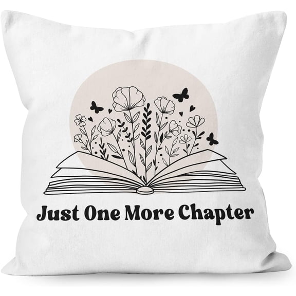 Just One More Chapter Pillow Covers 18x18, Book Gifts for Book Lovers, Book Pillow Covers, Reading Corner Decor for Classroom, Book Club Decor, Reading Nook Pillows Covers, Boho Classroom Decor