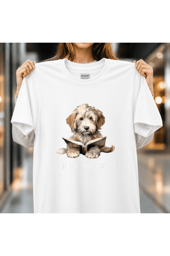 Just One More Chapter Reading Books Puppy Dogs Library Education Unisex T-Shirt, S-5XL