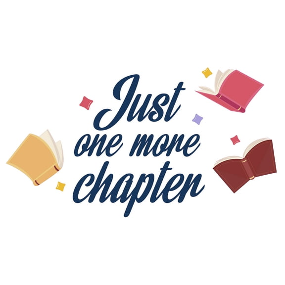 Just One More Chapter - Removable Vinyl 18" x 30" Reading Quotes Lettering Art Wall Decoration Sticker Flying Books Design Home Bedroom Living Room Adhesive Wall Decal