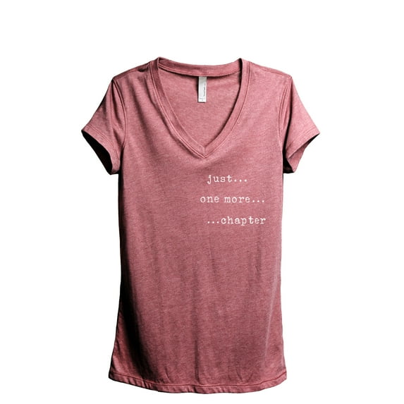 Just One More Chapter Women's Fashion Relaxed V-Neck T-Shirt Tee Heather Rouge Large