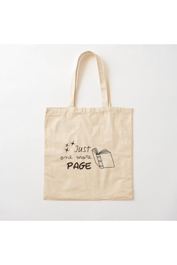 Just One More Page, For Book Lovers Canvas Tote Bags, Reusable Shopping Bag
