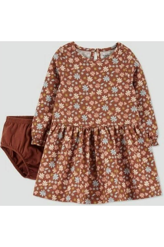 Just One You made by Carter's Baby Girls' Floral Long Sleeve Dress - Brown -(9M)