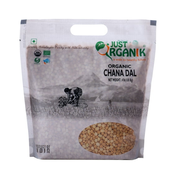 Just Organik Organic Split Chickpea, Chana Dal 4 lbs, Dry Beans & Legumes