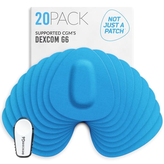Not Just a Patch Dexcom G6 Adhesive Patches – 20 Count, Water Resistant Overpatch for Dexcom G6 Sensors, Blue
