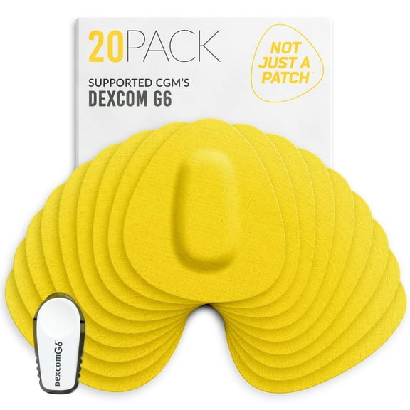 Not Just a Patch Dexcom G6 Adhesive Patches – 20 Multipack, Water Resistant Cover for Skin – Yellow
