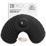 Not Just a Patch Dexcom G7 Sensor Covers 20 Pack   Vent Hole Design, Black Adhesive Patches