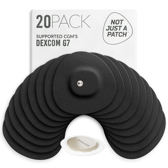 Not Just a Patch Dexcom G7 Sensor Covers (20 Pack) – Vent Hole Design, Black Adhesive Patches