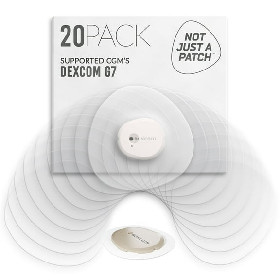 Not Just a Patch Dexcom G7 Adhesive Patches (20 Pack) Stelo CGM Sensor Patches with Precision-Cut Hole for Ventilation Clear