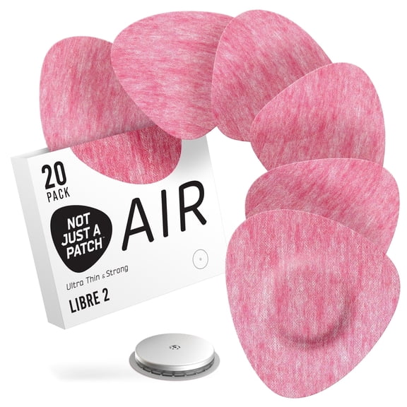Not Just a Patch Air Freestyle Libre 2 Covers (20 Pack) 14 Day Adhesion - Durable Lingo CGM Libre 2 Sensor Protector Patches - Pink