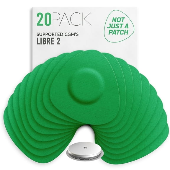 Not Just a Patch Freestyle Libre 2 Sensor Covers (20 Pack) Lingo CGM Patches for Freestyle Libre 2 Water Resistant Pre-Cut in Green