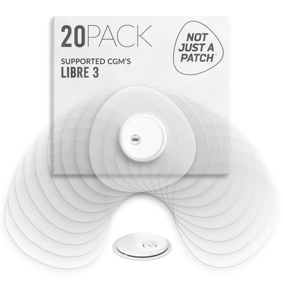 Not Just A Patch Freestyle Libre 3 Sensor Covers (20 Pack) – Breathable, Sweatproof & Secure Hold – Precision-Cut Hole for Ventilation, Enhanced Adhesion & Gentle Support - Transparent