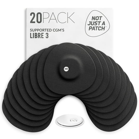 Not Just a Patch Freestyle Libre 3 Plus Sensor Covers (20 Pack) – Vent Hole, Black Adhesive Design