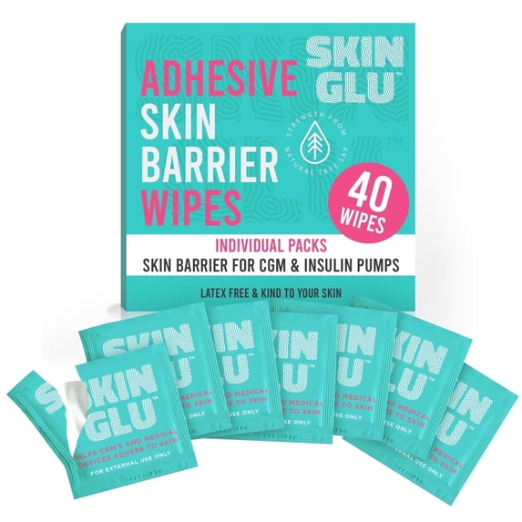 Not Just a Patch Skin Glu Skin Prep Wipes (40 Pack) – Hypoallergenic Latex-Free Pre-CGM Skin Barrier Wipes for Sensors, Patches & Insulin Pumps