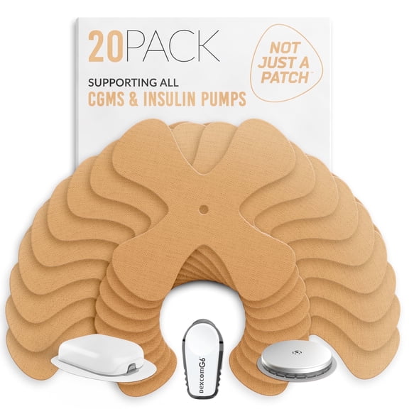 Not Just a Patch X-Patch CGM Sensor Covers – 20 Count Beige Water Resistant Adhesive Patches for Omnipod 5, Dexcom G6 & Libre 2