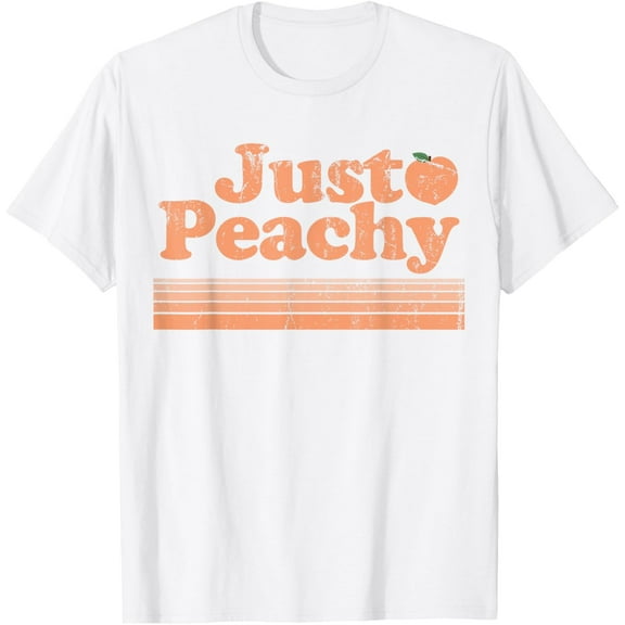 Just Peach Retro 70s Georgia Peaches Summer Fruit T-ShirtMen's and women's pure cotton short-sleeved shirts