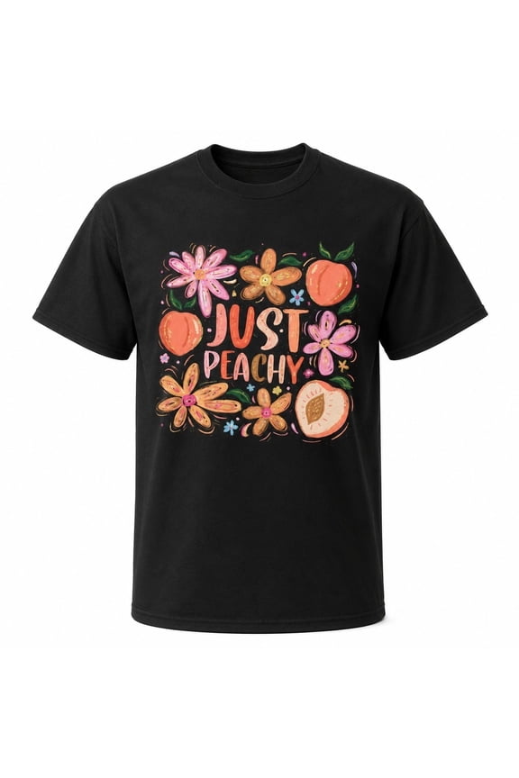 Just Peachy Floral Peach Graphic T-Shirt, Unisex Classic Fit Tee
