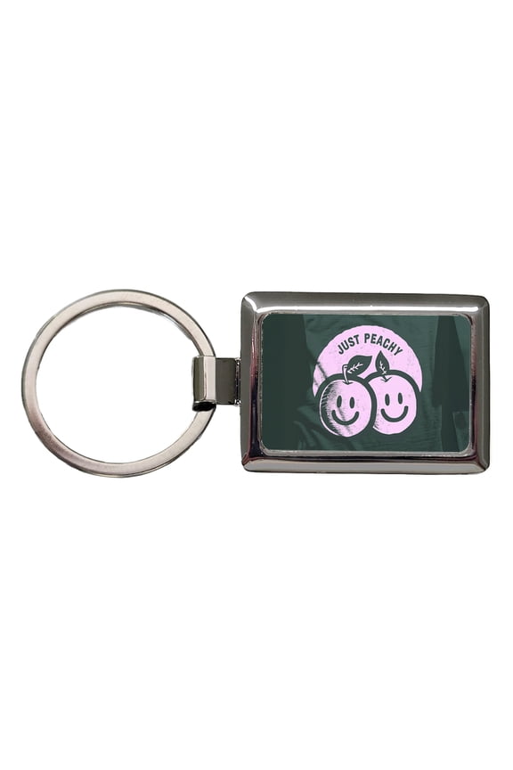 Just Peachy Funny Metal Rectangle Keychain